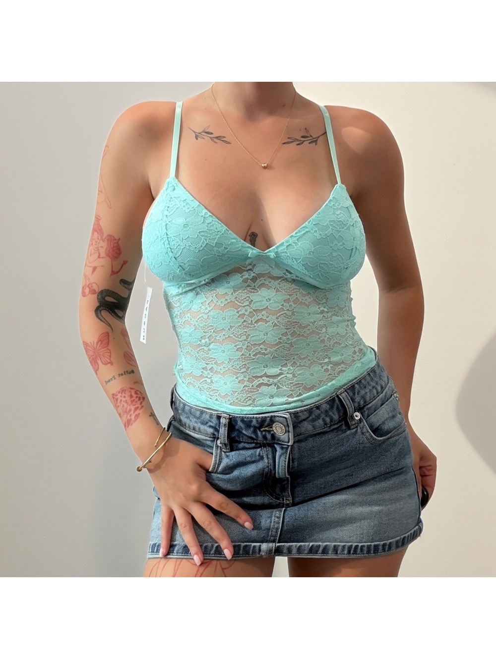Edited mint green lavender cami